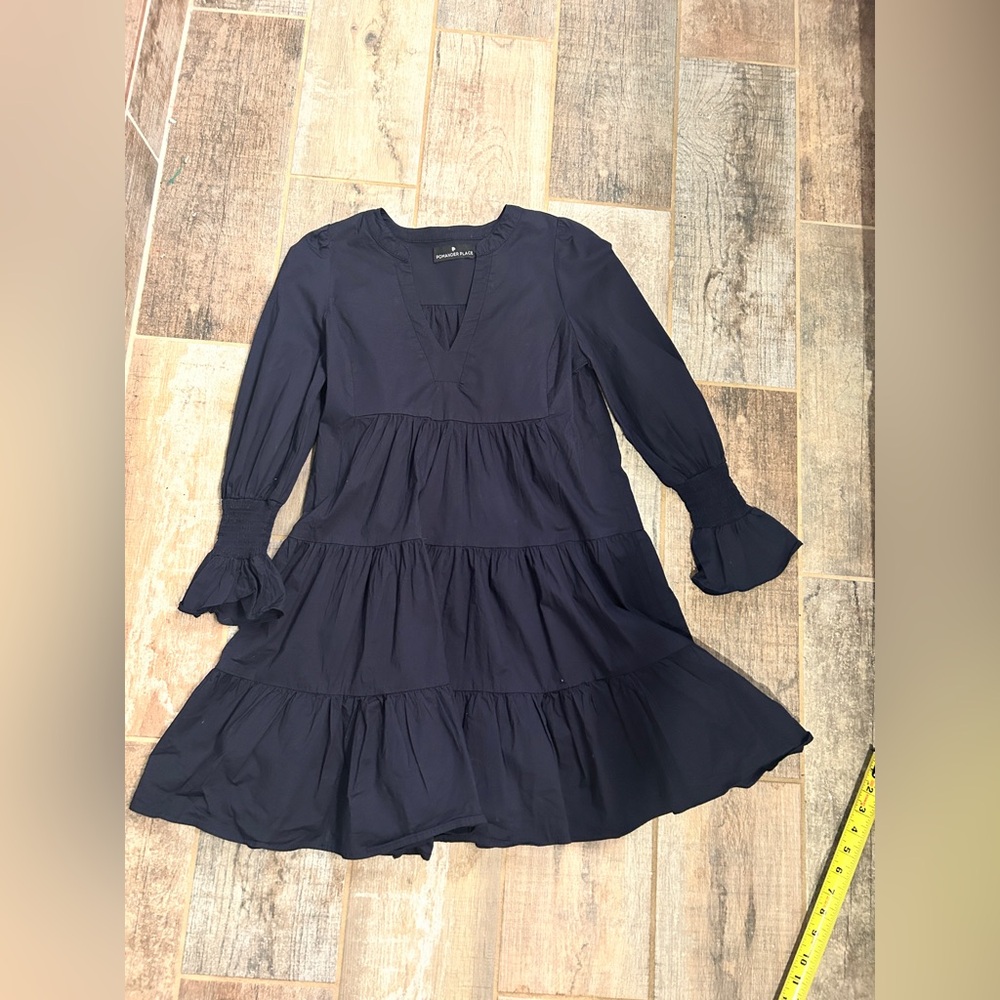 Pomander Place Navy Cotton Poplin Kenzo Dress - Picture 4 of 11